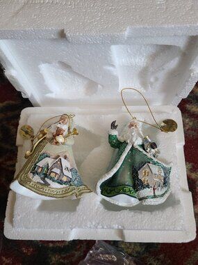 NEW Thomas Kinkade Sugar Coated Santa Ornaments Christmas Eve Visit Ring in Joy